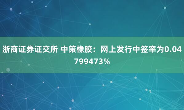 浙商证券证交所 中策橡胶：网上发行中签率为0.04799473%